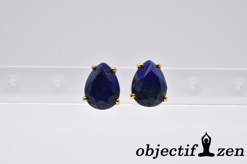 boucles d'oreilles gouttes à facettes lapis lazuli objectif-zen