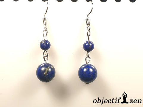 boucles d'oreille lapis-lazuli 2 perles objectif zen