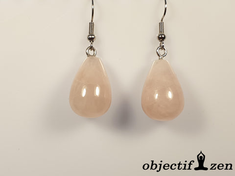boucles d'oreilles goutte quartz rose objectif-zen