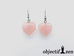 boucles d'oreilles cœurs quartz rose objectif-zen