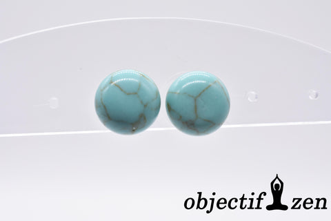 objectif zen boucles d'oreilles perles plates howlite turquoise