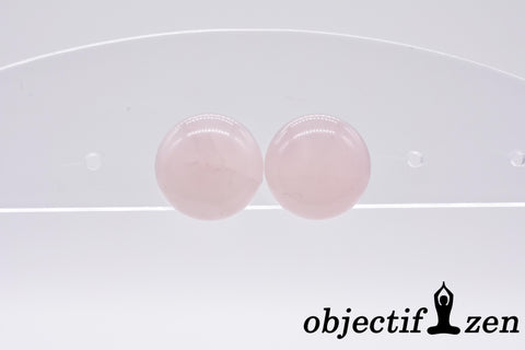 objectif zen boucles d'oreilles perles plates quartz rose