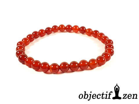 bracelet 6mm agate rouge objectif-zen