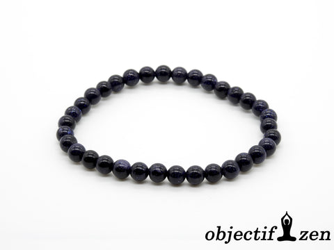 objectif zen bracelet 6mm pierre de sable bleu