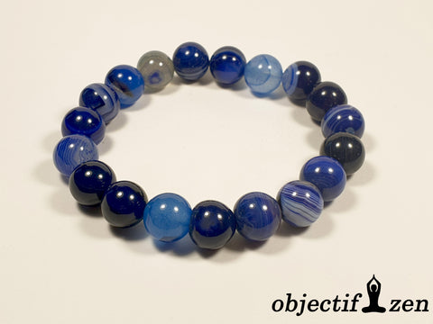 bracelet agate bleue 10mm objectif-zen