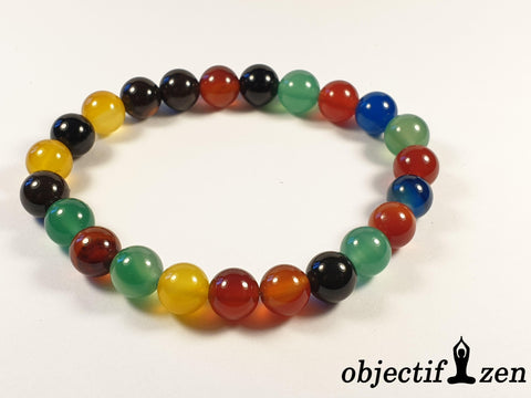 bracelet agate multicolore 8mm objectif zen