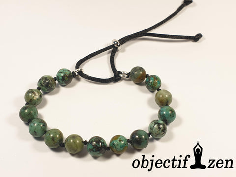 bracelet perles 10 mm turquoise africaine objectif zen