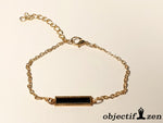 bracelet fantaisie chaine et rectangle noir objectif-zen
