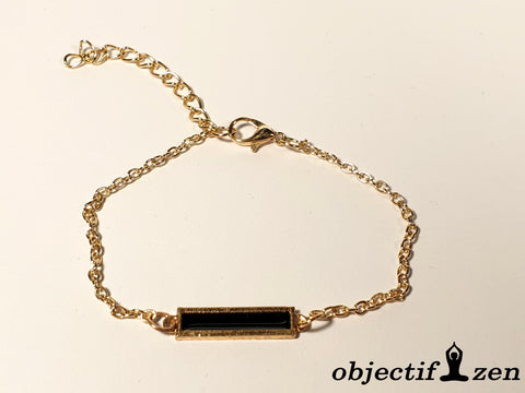 bracelet fantaisie chaine et rectangle noir objectif-zen