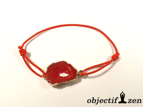 bracelet fantaisie druse résine rouge objectif-zen