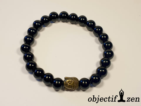 bracelet onyx noir 8mm bouddha objectif zen