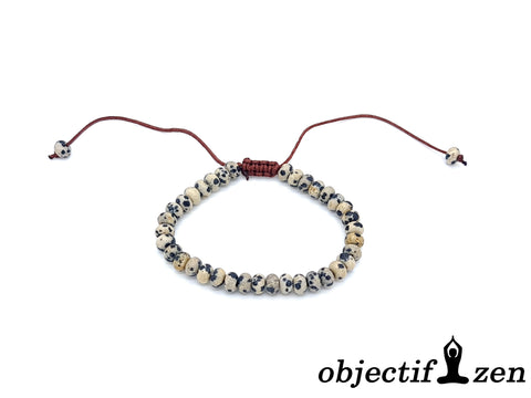 bracelet perle plate 6mm jaspe dalmatien objectif-zen