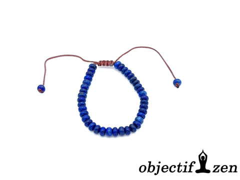bracelet perle plate 6mm lapis lazuli objectif-zen
