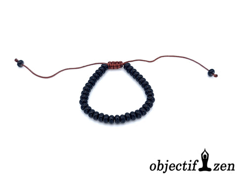 bracelet perle plate 6mm onyx objectif-zen