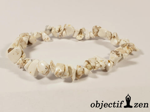 bracelet pierres irrégulières howlite blanche objectif-zen