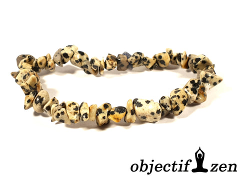 bracelet pierres irrégulières jaspe dalmatien objectif zen