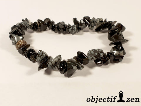 bracelet pierres irrégulières obsidienne flocon de neige objectif-zen