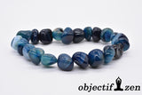 objectif zen bracelet pierres roulées 10mm agate bleue