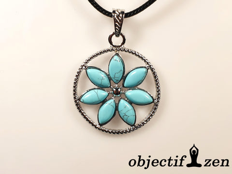 collier fleur howlite turquoise objectif-zen