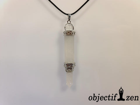 pendentif baguette d'energie quartz blanc objectif-zen