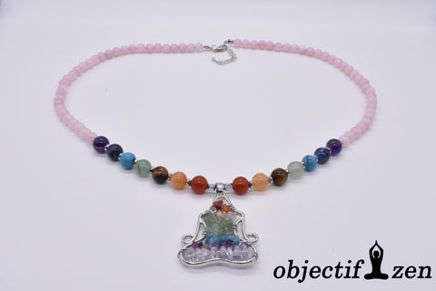 collier méditation 7 chakra quartz rose objetif-zen