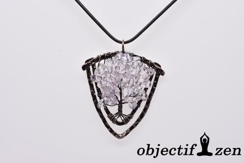 collier V arbre de vie cristal de roche objectif-zen