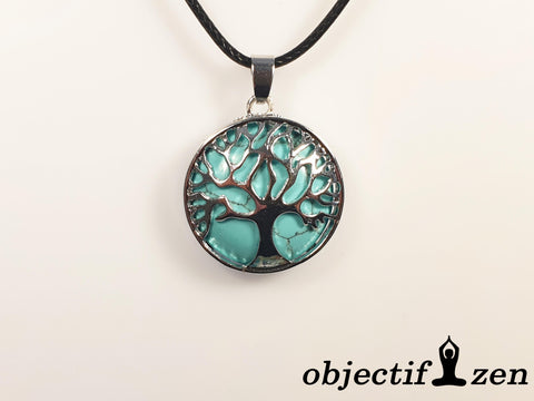 pendentif arbre de vie howlite turquoise objectif-zen