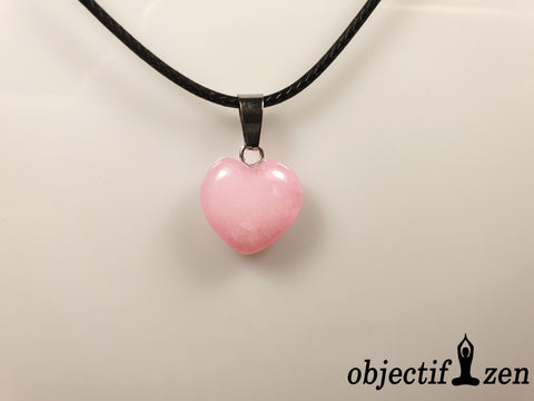pendentif coeur 1.5 cm en agate rose objectif zen