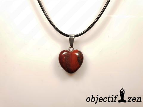 pendentif coeur 1.5 cm en jaspe rouge objectif zen