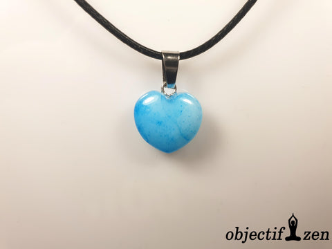pendentif coeur agate bleue 1.5 cm objectif zen