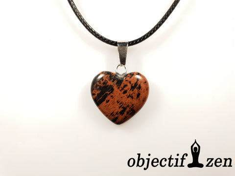 pendentif coeur 2 cm en obsidienne mahogany