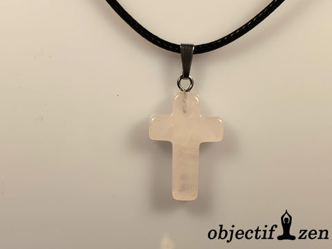 pendentif croix quartz rose objectif-zen