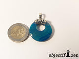 objectif-zen pendentif donut 2.8cm agate bleue