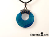 pendentif donut agate bleue 2.8 cm objectif-zen