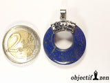 pendentif donut 2.8cm lapis-lazuli avec support objectif zen