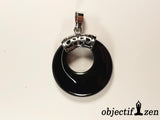 pendentif donut 2.8cm obsidienne avec support objectif zen