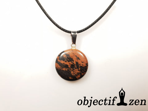 pendentif galet 2 cm en obsidienne mahogany