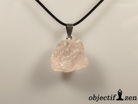 pendentif minerai brut quartz rose lithotherapie objectif zen