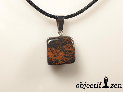 pendentif obsidienne mahogany pierre roulée objectif zen