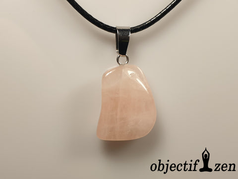 pendentif pierre roulée quartz rose objectif zen