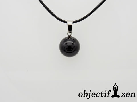 objectif-zen pendentif bille agate noire 