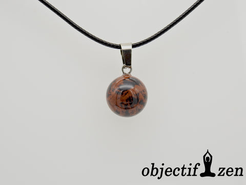 objectif-zen pendentif bille obsidienne mahogany