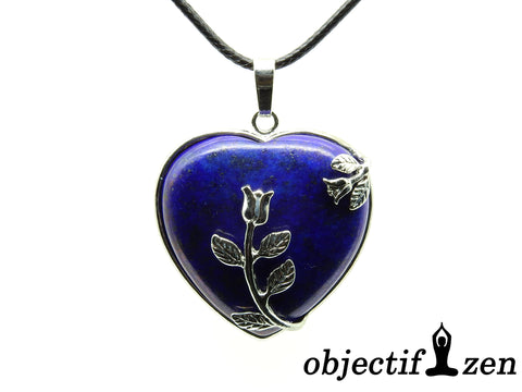 pendentif coeur fleurs lapis lazuli objectif zen