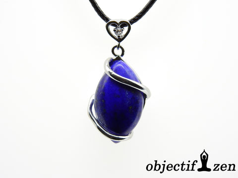 objectif zen pendentif cœur strass lapis lazuli