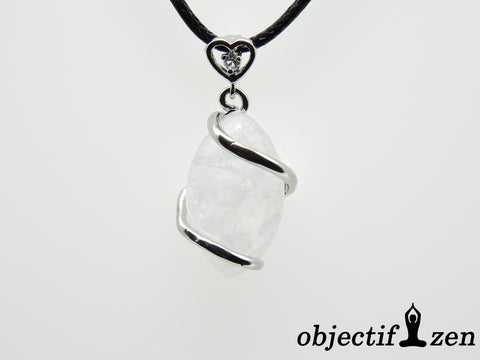 objectif-zen pendentif quartz blanc coeur strass