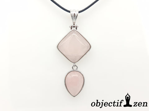 objectif-zen pendentif duo quartz rose