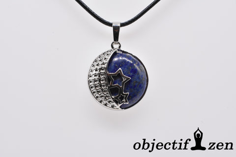 pendentif lune et étoiles lapis lazuli objectif-zen