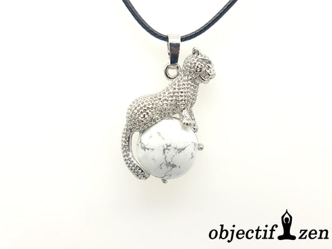 objectif-zen pendentif léopard howlite blanche 