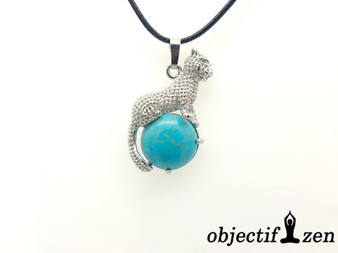objectif-zen pendentif howlite turquoise léopard