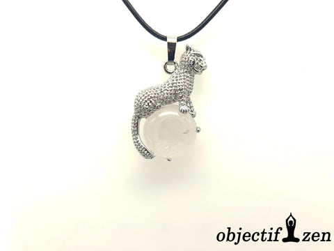 pendentif léopard quartz blanc 